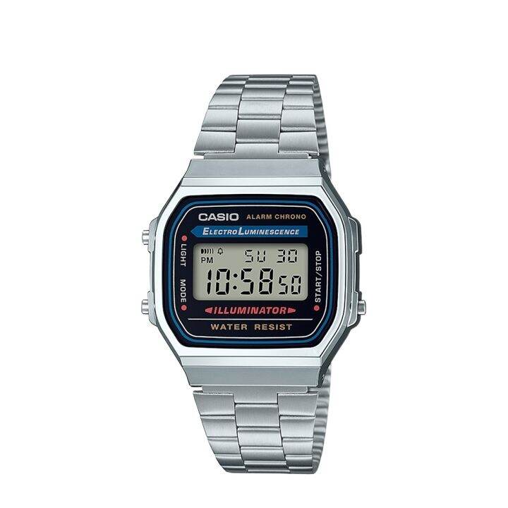 Casio Vintage (A168WA-1WDF) Silver Stainless Steel Strap Digital Watch ...