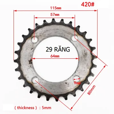 Nhông xích 420 dùng với các loại động cơ giảm tốc 450w 500w 650w