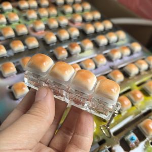UUMIR DIY Keyboard Fidget Keychain Caramel Bread Design Keys Button Button Keycap Keychain Clicker Sound Keycap Pinch Toy Adult