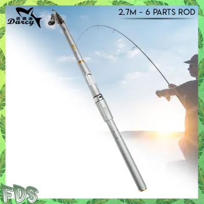 DASINO 2.1 - 3.0 Meter Fibre Glass Telescopic Fishing Rod Handle - Silver