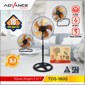 Advance TDS-1805 Kipas Angin Listrik 3in1 Fan Stand / Desk / Wall Garansi Resmi 1 Tahun