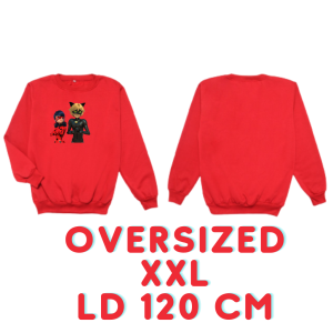 Sweater Wanita Big Size Motif Superhero Bahan Fleece / Sweater Wanita Ukuran Jumbo / Sweater Korea Wanita Ukuran Besar / Sweater Wanita Ukuran XXL