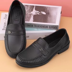 Leisure black rubber shoes high quality mens work shoes formal commerce short tube leather shoes