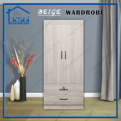 (Only KL & Selangor Area)[Twin Win Home] COMEW 2 Door 2 Drawer Wardrobe(Free Installation) - In 2 Color