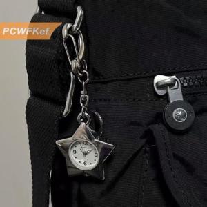 【PCWFKef】 นาฬิกาพกแบบปรับได้รูปดาวพวงกุญแจกระเป๋าสุดสร้างสรรค์พวงกุญแจรูปหัวใจเครื่องประดับสร้อยคอแฟชั่น