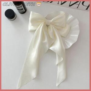 CISWGE Bow Ribbon Hairpin Headwear Simple Elegant Satin Spring Clip Fixed Hair Clip Retro Party Headdress Red Hair Accessories