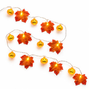 Fall Decor Maple Leaf Pumpkin String Lights 3M 20LED Autumn Fairy Light Battery Operated For Thanksgiving Halloween Christmas Indoor Outdoor Home Party Decor