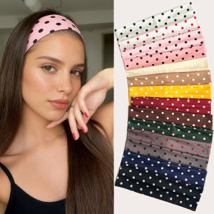1pc Summer Retro American Spicy Girl Polka Dot Headband Fabric Elastic Sports Headband Yoga Outdoor Fashionable Headband