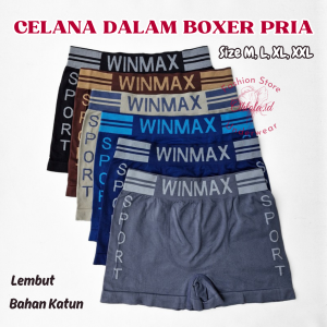 3 Pcs Boxer Laki Laki Dewasa Celana Dalam Pria Winmax Kolor Katun Halus