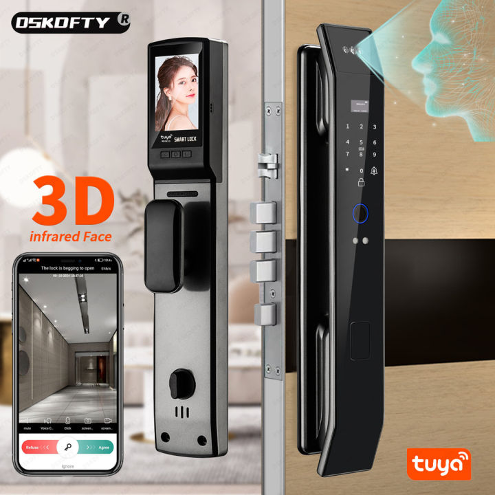 Tuya 3D Face Real-time Intercom Digital Electronic Door Lock Security ...