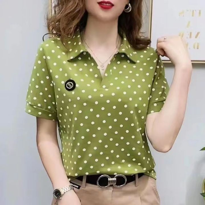Internet Celebrity New Style Fashion Short Sleeve Women Polka Dots