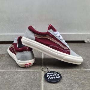 OBRAL SEPATU SNEAKERS PRIA VANESSS OLD SCHOOL ABU MAROON 39-43 SEPATU VULCANIZED ABU KREM MARON 100%