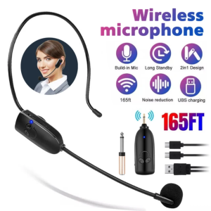 COD KIRIM CEPAT TaffSTUDIO Mik Microphone Wireless Clip On Mic Imam Masjid Headset 2.4GHz 2 PCS with Receiver - HX-W021