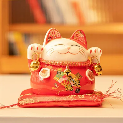 2024招财猫 Fortune cat财运亨通 八方进财4.5inches Lucky Cat Fortune Cat Fengshui Cat Cashier