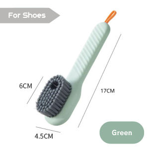 【SKIT SG】Multifunctional Press Out Liquid Shoe Brush / Laundry Clothes Brush with Refillable Detergent Cleaning Brush with Soft Bristles Long Handle Brush Head Automatic Liquid Dispenser Brush for Shoes Clothes Laundry Household Cleaning Press Type Brush
