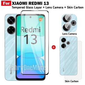 PROMO 3in1 Tempered Glass Redmi 13 4G Layar Full Free Lens Camera Dan Garskin Handphone