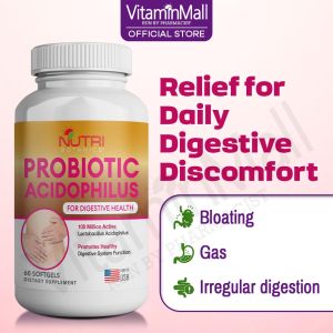 Nutri Botanics Probiotics Acidophilus - Probiotic Softgel Supplement For Better Digestion and Immunity - Reduces Stomach Bloating - Digestive Health