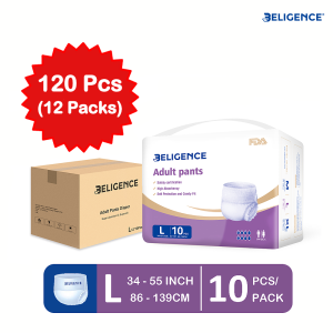 3ELIGENCE Adult Pull Up Pant Diapers (Size L) 120 Pcs 12 Packs Carton Sales (Breathable High Absorbent Comfortable)