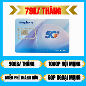 (HỎA TỐC) Sim 4G 5G Vinaphone D79P Sẵn 1 Tháng Truy Cập Mạng Tốc Độ Cao 90GB/Tháng Gọi Điện Không Mất Phí 1560 Phút/Tháng | FREESHIP - CHƯA KÍCH HOẠT