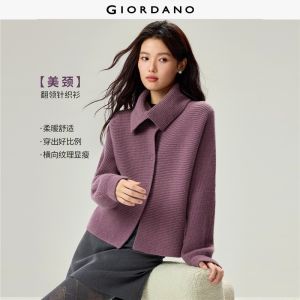 Giordano Beau Monde Women Big collar dolman sleeve loose cardigan Free Shipping 13356603