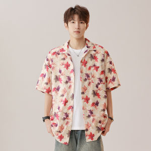 [ Summer New ][ Summer New ]OOTD Cross-Border Southeast Asian Mens Clothing Summer Printed Shirt Mens All-Match Casual Thai Style Cuban Collar Hong Kong Style Loose Short Sleeve [ Ultra-Thin Sweat-Permeable ][ Ultra-Thin Sweat-Permeable ]