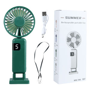 พัดลมพกพาขนาดเล็ก พัดลมมือถือขนาดเล็ก พัดลมกังหัน สามารถปรับความเร็วลมได้ถึง 100 ระดับ มีจอแสดงผลแบบดิจิทัล