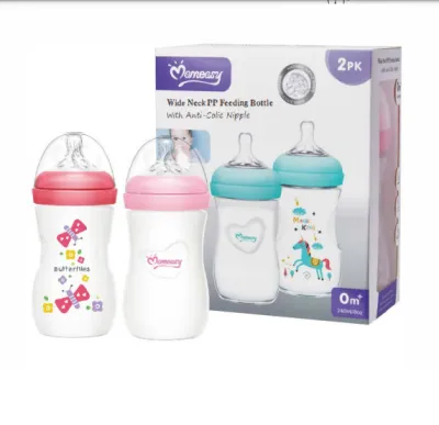 Paket Hemat 2 Botol Susu Bayi Wide Neck Plus Natural Nipple 120ml / 240ml / 330ml MomEasy / Dot Bayi BPA Free