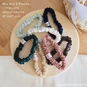 Premium Satin Scrunchies for Hair Care Soft and Smooth Skinny 1cm Bundle Collection Gift Ideas Accessories