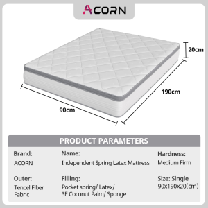 【SG Stock】Pocket Coil Spring Mattress Latex Memory Foam Medium Firm Anti-Mite Breathable Bed in Box Single/Queen Size床垫