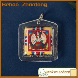 Behoo Tibetan Tangka Green Tara Buddhism Keychains Small Pendants Pocket Fengshui Key Chain Decoration