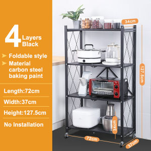 LiGO 3 Tier/4 Tier/5 Tier Foldable Storage Rack Organizer Home Storage Rack Kitchen Rack Living Room Rak with Wheel