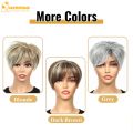 QUEENTAS Short Hair Topper for Women with Thinning Hair Daily Wear 360 ° 3D Cover Up 6.5"*6" Fluffy Hair Pieces with Bangs(Grey to Silver). 