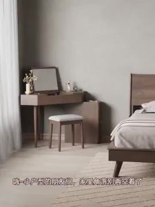 Solid wood table bedroom corner triangular shaped dressing table for storage