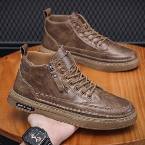 waterproof and anti slip martin boots high top loafer shoes sports leather shoes leader shoes black boots for men