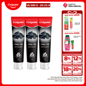 Bộ 3 Kem đánh răng Colgate thiên nhiên khử mùi diệt khuẩn từ Than tre Hàn Quốc & bạc hà 180g/ tuýp