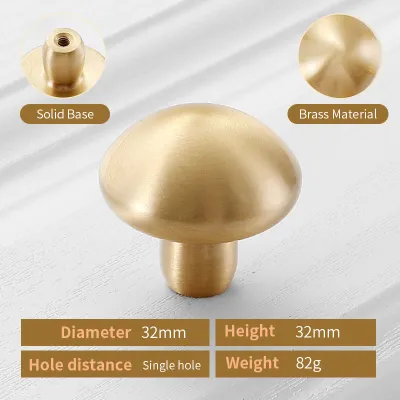 【100%Brass Handle】 Modern Cabinet Handle Drawer Single Hole Handle Golden Kitchen Cabinet Handle Drawer Knobs and Handles Indoor Furniture Accessories