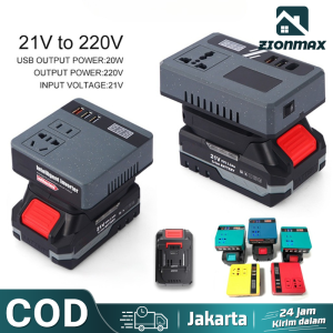 Baterai litium Inverter 21V ke 220V 100W - 3 USB Baterai Makita Soket Konverter Daya Multifungsi Pengisi Daya Cepat DIY Inverter ( Berlaku untuk kipas angin listrik lampu LED bor listrik wrench listrik Pengisian daya ponsel )