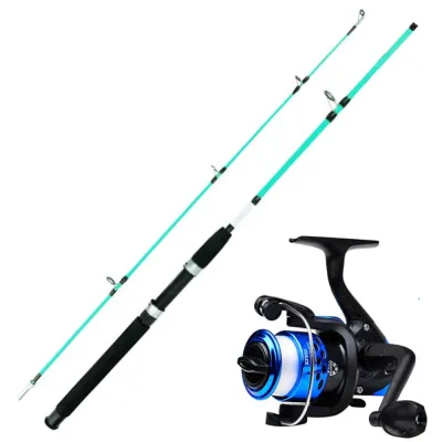 Malaysia Ready Stock Fishing Rod and Reel Set 1.2/1.8m 2 Sections Resin Spinning Rods and Spinning Reel Fishing Tackle Set Fishing Rod Strong Rod Spinning Solid Rod Powerful Fishing Reel Combo