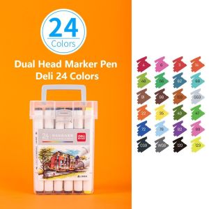 Deli Dual Headed Color Markers Pen 24/12 pcs