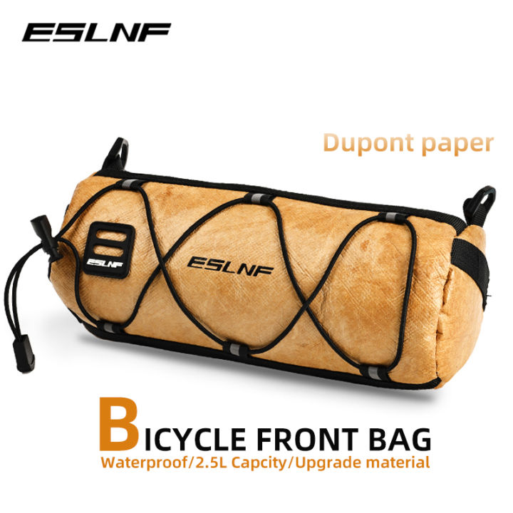 ESLNF Bicycle Handle bar bag Brown Dupont Paper 2.5L Waterproof Road Bike Cycling Bag Multifunctional Bike Bag Waterproof Bicycle Saddle Bag Outdoor shoulder bag Lazada Singapore