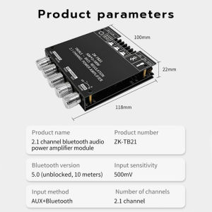 Emika Choice ZK TB21 Amplifier 2.1 Channel Bluetooth 5.0 Subwoofer Amplifier Audio Stereo Board Bass
