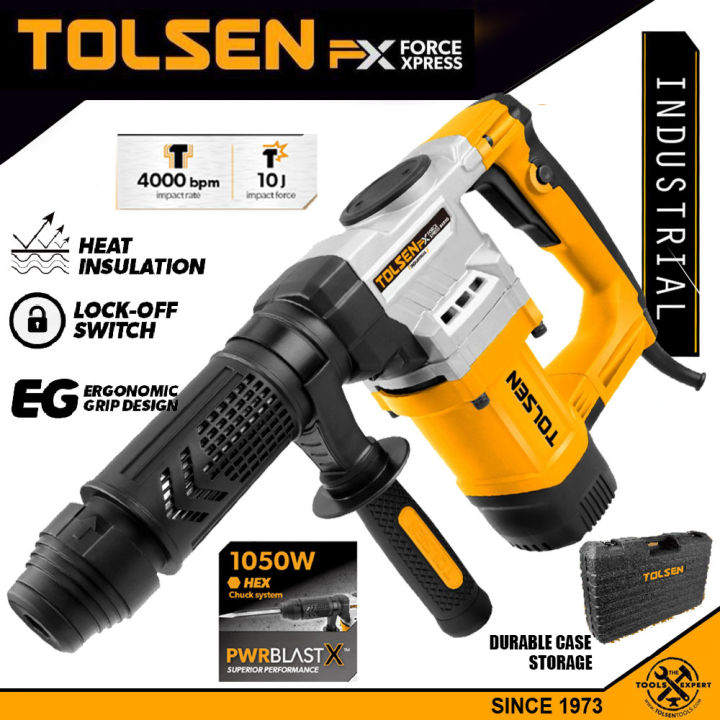 Tolsen Industrial Demolition Hammer w/ Hard Case (1050W) 88550 HEX ...