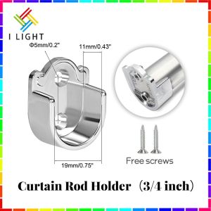 （Fast Delivery）3/41 Clothes Rail Closet Rail Curtain Rod Round Tube Closet U Shaped Rod Supports Pole Sockets