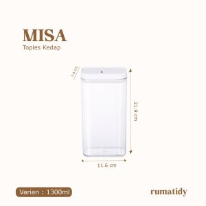 (SATUAN) MISA Toples Putih Kedap Udara Food Container Toples Kotak Bening Toples Spaghetti Kotak Penyimpanan Makanan Dapur