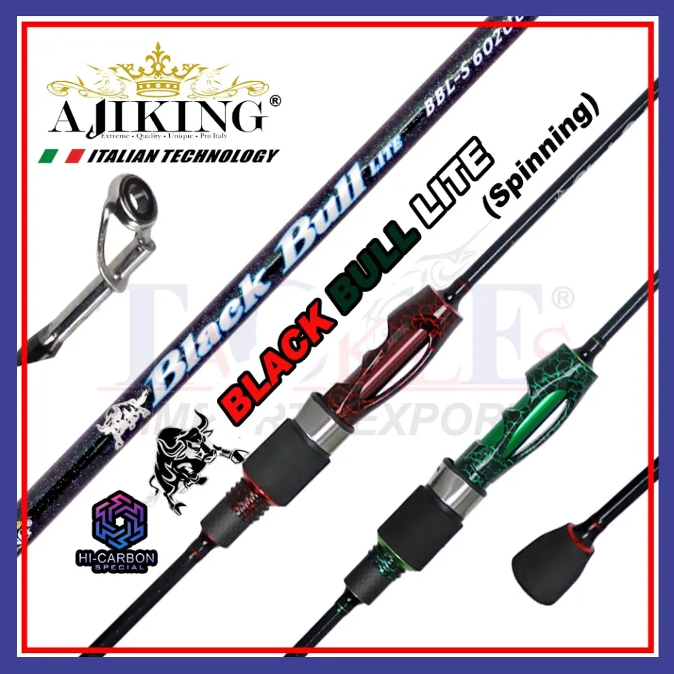 Promotion UL (6'0ft-6'6ft) Ajiking Spinning Fishing Rod Black Bull