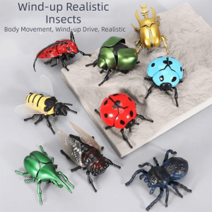 NADIFTD Simulation Chain Winding Insect Toys Bee Beetle Plastic Animals Wind Up Insect Adorable Cicada Scarab Insect Model Toy Outdoor Decorations