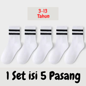 Kaos Kaki Anak Remaja Sekolah TK SD SMP Putih Hitam Abu Polos Premium ST0139