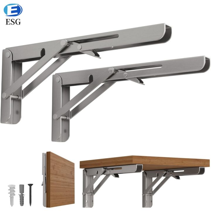 Folding Shelf Brackets, Stainless Steel Heavy Duty Wall Mounted Shelf