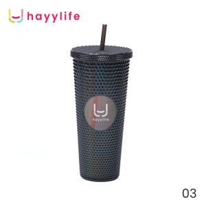HAYYLIFE Botol Minum Dengan Sedotan - Tumbler Model Diamond Dengan Kapasitas Besar Tumbler Minum Aesthetic 750ml Anti Bocor HL-AAB710