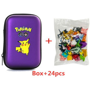 Anime 24pcs Pokemon Figurine Dolls With Box Holder Case 2-4CM Minifigure Model Toys For Kids Birthday Gift Collections
